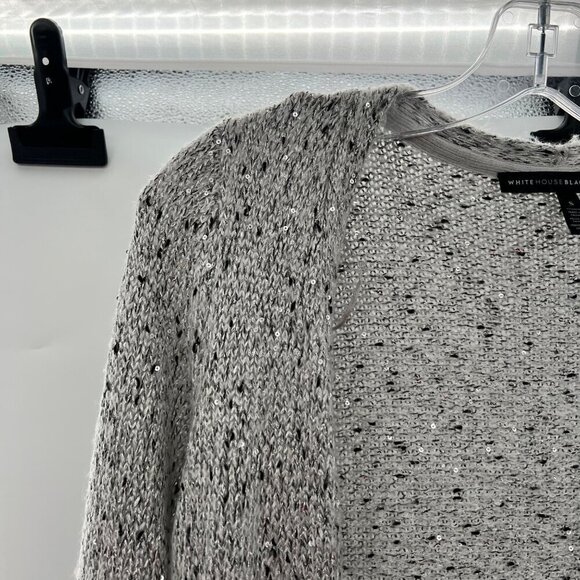 WHBM Women's Sequined Open Front Cardigan Duster Gray Knit Size Small - Picture 5 of 9
